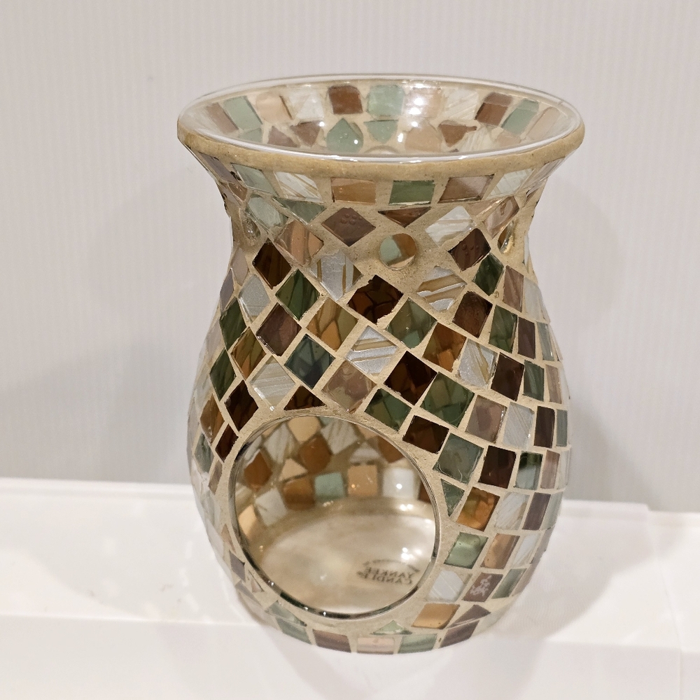 Vintage Yankee Candle Glass Mosaic Tart Candle Holder and Sugared Apple Refills - Picture 9 of 12